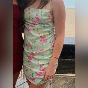 Floral silky mini dress